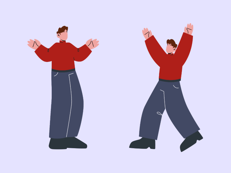 Detailansicht der flachen Vektor-Illustrationen eines Charakters.